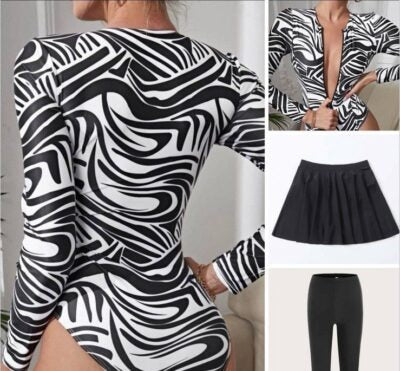 Zebra Printed Full Swimwear