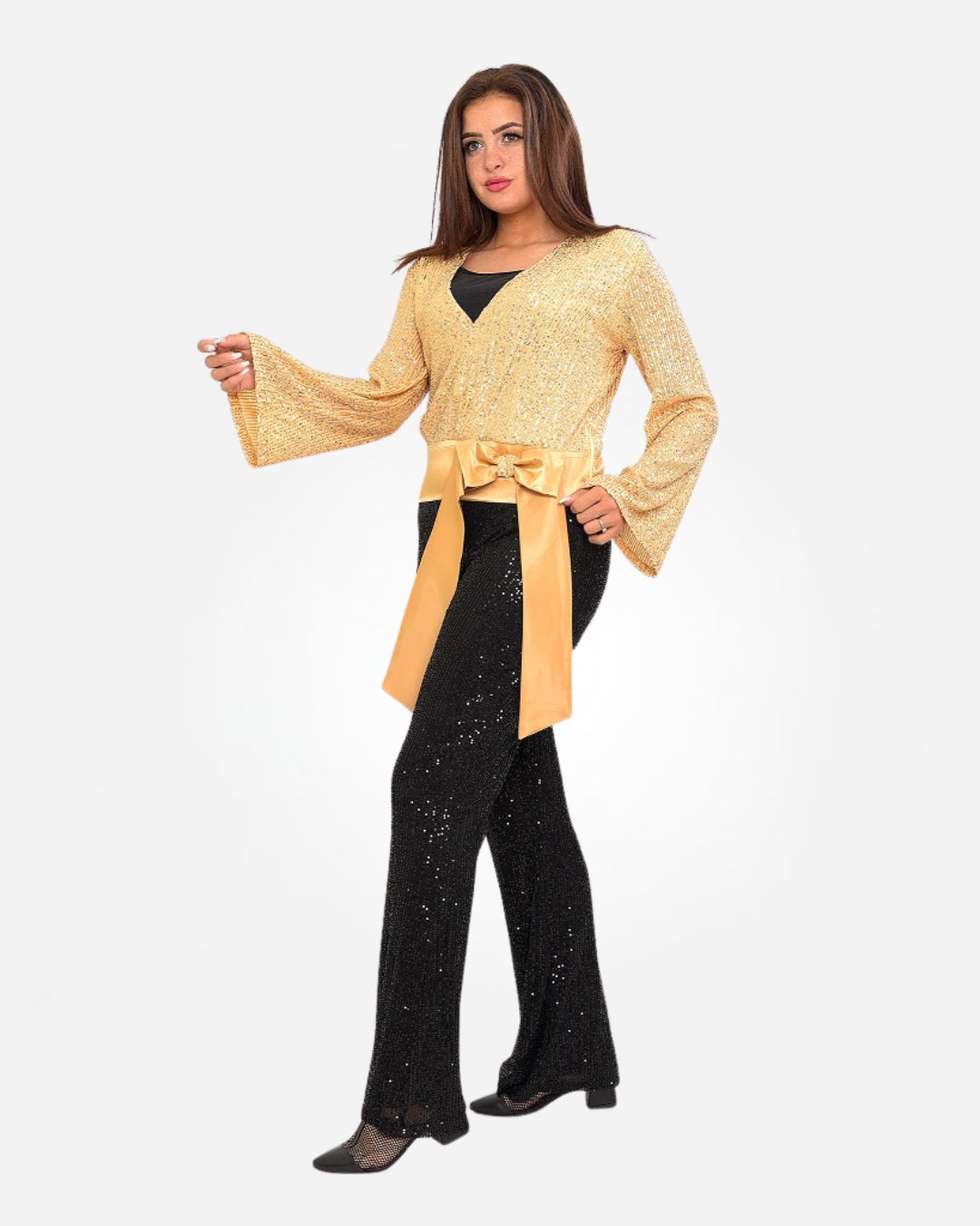 Evening blouse with front bow