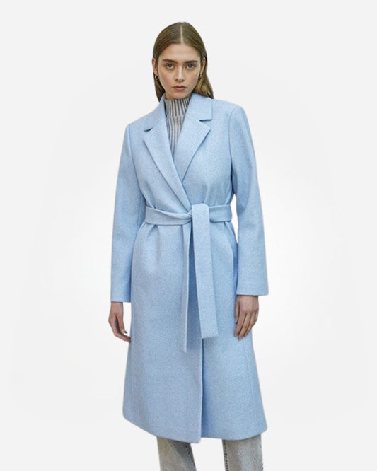 the winter coat in baby blue  colors : baby blue - beige - black