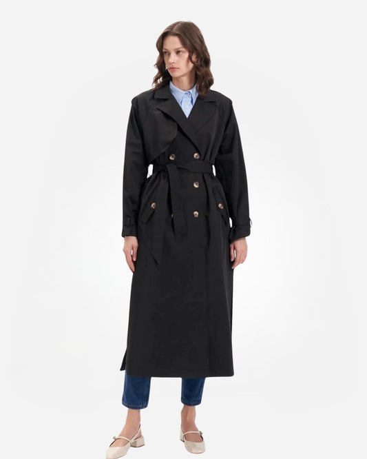 the trench coat in black  colors : black - baby blue - olive green