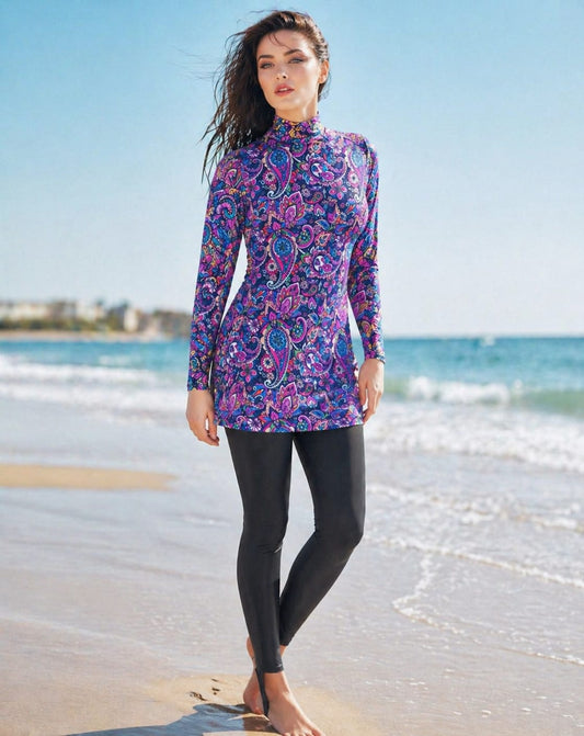 Full Printed Swimwear – Purple Mix