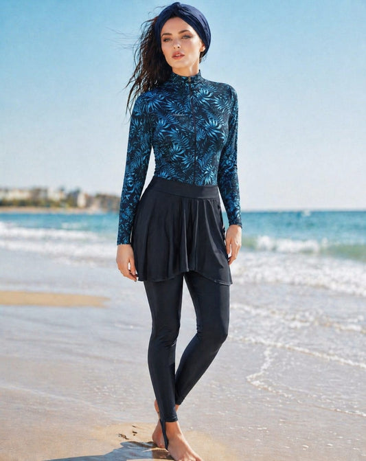 Full Printed Swimwear – Navy Blue